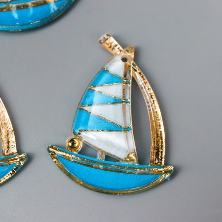 Decor for creativity plastic "Sailor Blue" with gold 2.9x2.3 cm