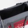 Road bag on a zipper, with an increase, 3 outer pockets, a long belt, the color is gray/red