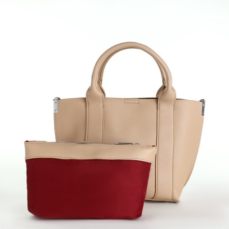 Bag Female Tout with zipper, beige color-10