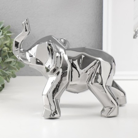 Souvenir Ceramics "Geometry. Elephant" silver 11x26x18 cm-3