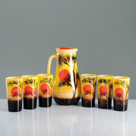 Set for juice with the tray "Sunset" Art painting, 6 glasses 1250/200 ml-1