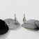 Earrings Metal "Trend" convex discs, black color in matte silver