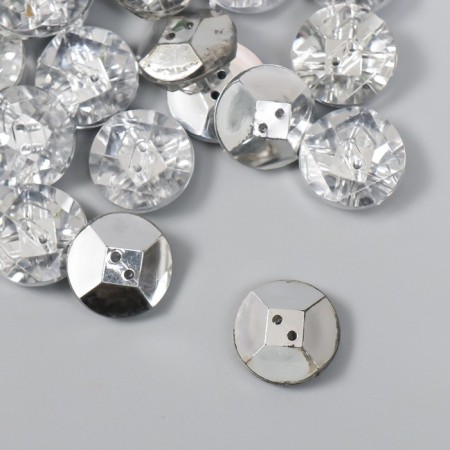 Buttons plastic for creativity 2 punctures "rhombus in a circle. Crystal" set of 20 pcs 2.1x2.1 cm-1