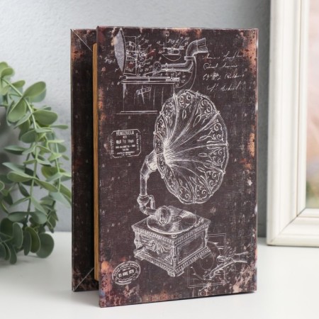 Broken cabinet wood to leatherette, glass "Gramophone" 4.3x12x18 cm-1