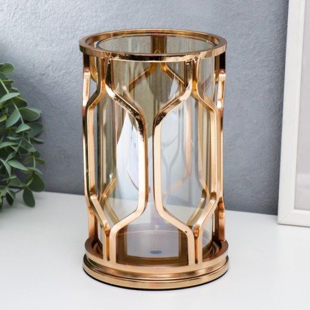 Summary metal, 1 candle "Sot" gold 12.5x12.5x20 cm-1
