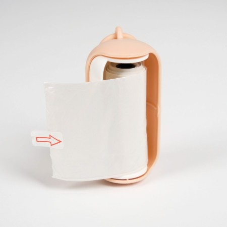 Container-strupid with bags for cleaning (roll 15 bags 29x21 cm), white-pink-4