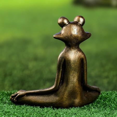 Figure "Frog Yoga in the Lotus Pose" 16x16x6cm, Bronze-6