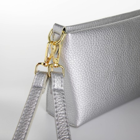 Bag Women's Cross-Bodi with a zipper, silver color-2