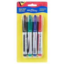 A set of permanent markers, 4 colors: blue, black, red, green, 4 mm, blister