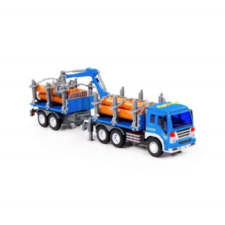 Lesozhot car inertial "City" with a trailer, light, sound, color blue-4