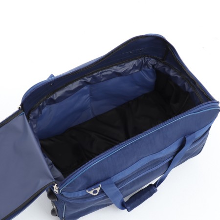Road bag on wheels, a lightning department, with an increase, 2 outer pockets, a long belt, blue color-2