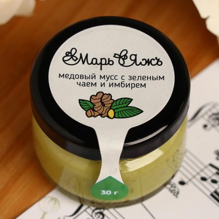 Honey mousse "Mary & Yazh", with ginger and green tea, 30 g