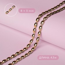 Metallized braid “rectangle”, 8 × 5 mm, 4.5 ± 0.5 m, gold color