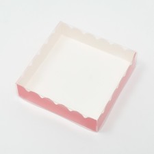 Box for cookies with PVC lid, pink, 12 x 12 x 3 cm