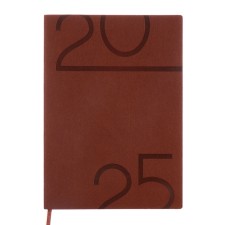 Dated 2025 diary, A5+, 176 sheets of Escalada, soft cover cover, pancake embossing, lies, cream block 70 g/m2, brown