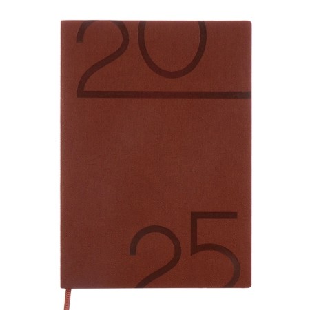 Dated 2025 diary, A5+, 176 sheets of Escalada, soft cover cover, pancake embossing, lies, cream block 70 g/m2, brown