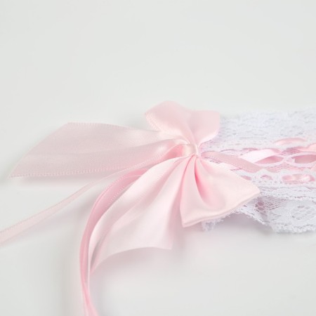 Carnival bandage "Lolita", pink color with white braid-4