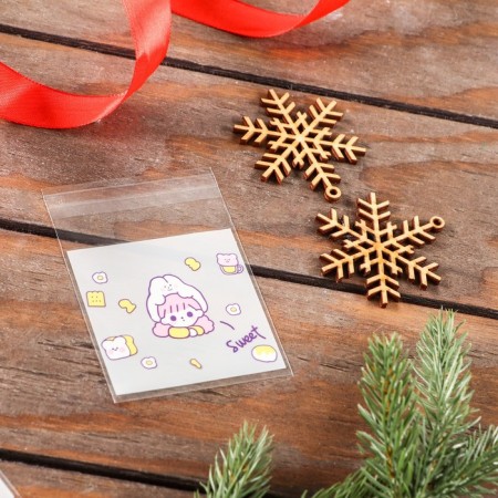 BOPP package with sticky tape, "Korean style", 7*7+3cm mix-6