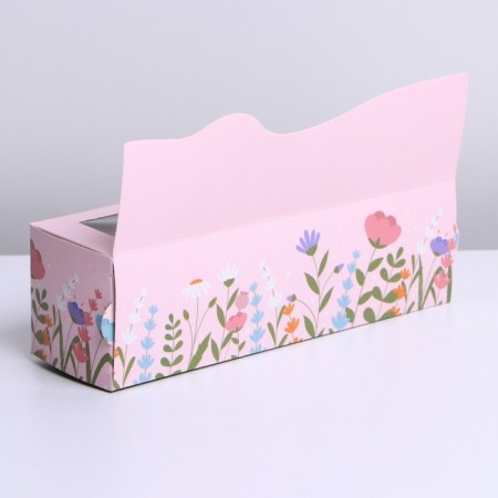 Box for makarun confectionery, packaging, "flowers", 18 x 5.5 x 5.5 cm-2