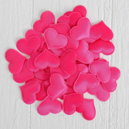 Decorative hearts, set 50 pcs., 3.2 cm, fuchsia color-1