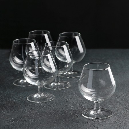 A set of glass glasses for cognac "French restaurant", 250 ml, 6 pcs