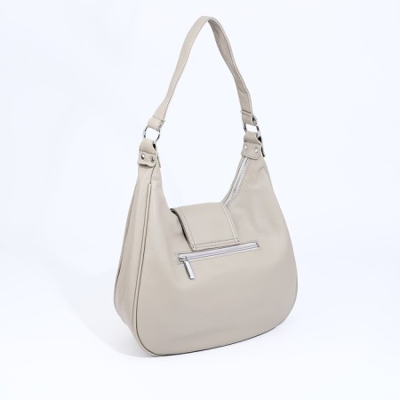 Load bag with zipper, external pocket, long belt, gray-beige color-2
