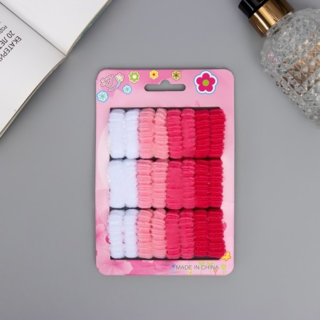 Hair elastic band "Trick" (set 24 pcs) white pink