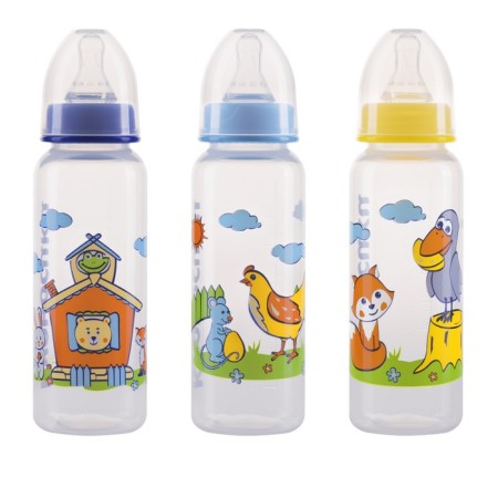 A bottle with silicone nipple milk, 250 ml, mix