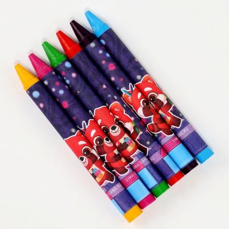 Wax crayons - pencils with panda sparkles, 6 colors-2