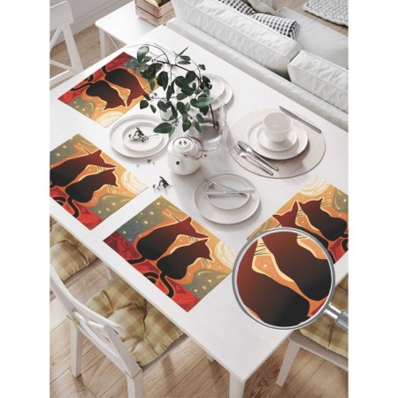 A set of napkins for setting the table "Dreaming cats", rectangular, size 32x46 cm, 4 pcs-1