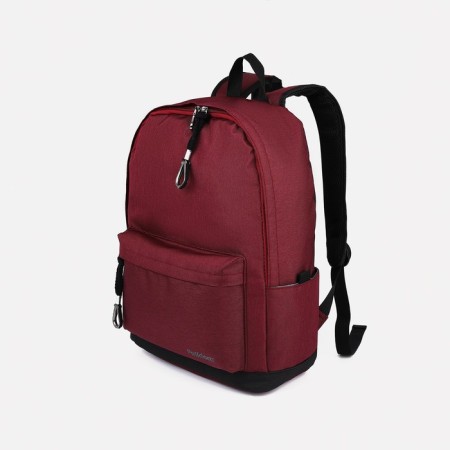 School backpack of textiles on lightning, Fulldorn, 3 pockets, burgundy color