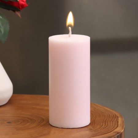 Candle-cylinder smooth, 5x10 cm, light pink, 6 hours