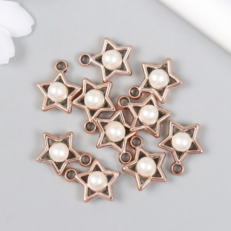 Decor for creativity plastic for metal "Star with pearls" 1.4x1.6 cm-2
