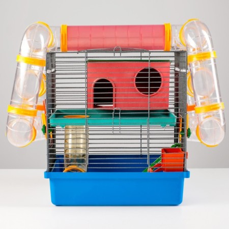 Mini cage for rodents, two -tier, with a shelf, house and a mix of labyrinths-12