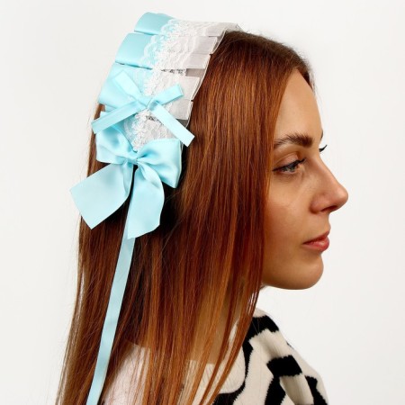 Lolita carnival bandage, blue color with white lace-1