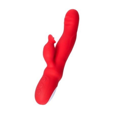 Jos Redli vibrator with a moving head, silicone, red color, 21 cm-12