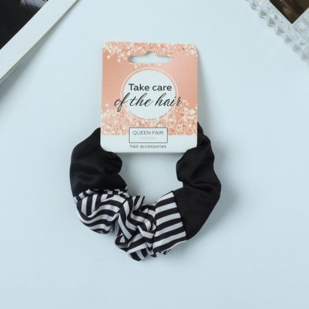 Hair elastic band "Orbit" half stripes, 8 cm, black and white-1