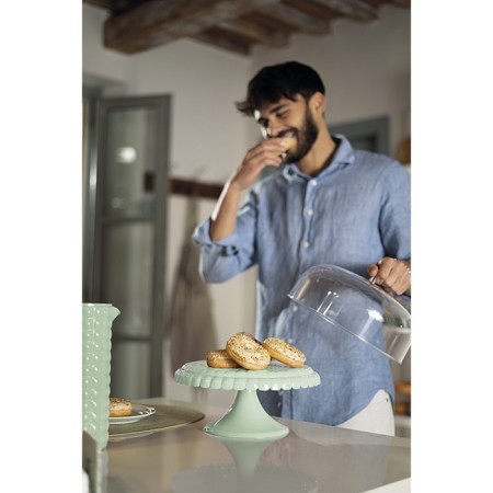 Cake stand on the leg with the Guzzini Tiffany lid, D = 30 cm, green color-1