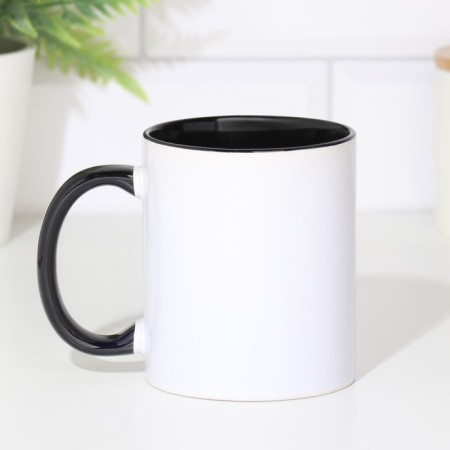 Coraming mug of ceramic with a logo, white color, volume 320 ml, black bottom-2