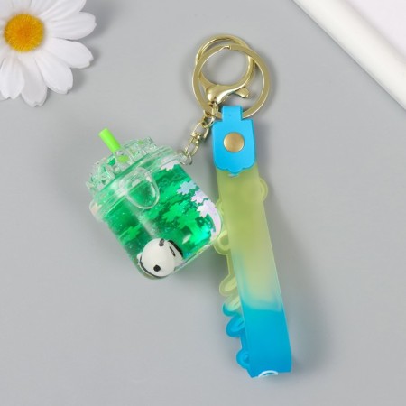 A plastic keychain with a carbine, a panda in Lemonada Panda Water with a decor of 4x4x6 cm-3