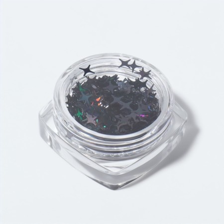 Sequins for the decor "Star Night", holographic, black color-4