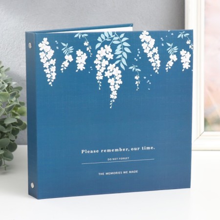 Photo album magnetic 26 sheets "Flowering on blue" density 550 g 3x23.5x22.7 cm