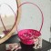 Wicker basket, bamboo, pink, low