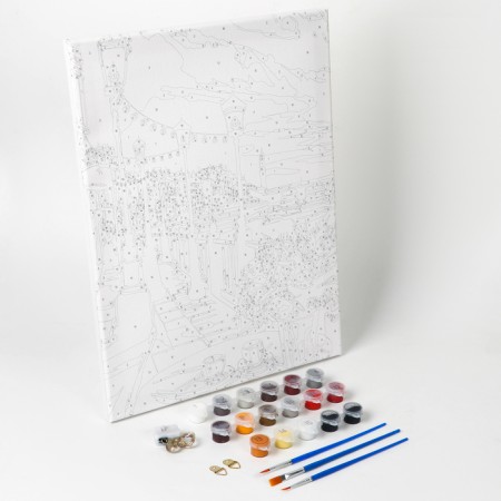 Picture on numbers with a subframe and garland "Embankment", 30 x 40 cm-2