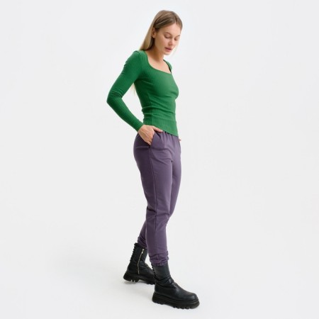 Women's trousers, Blue melange color, size 46-1