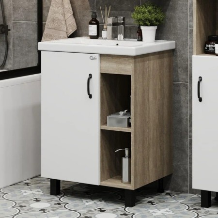 Tumba Onika Timber 60.01 with the COMO 60 shell, white matte / oak sonoma-3