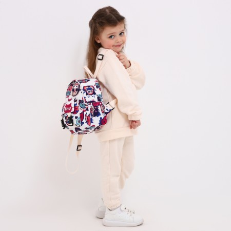 Baby backpack on lightning, 3 outer pockets, pink/white color-2