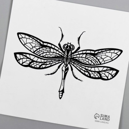 Tattoo on the body Black Dragonfly 6x6 cm-5