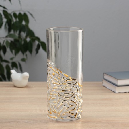 Vase Glass “Milagro” Patterns of the bottom, 24x10 cm, transparent