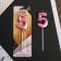 Candle for the cake, the number "5", pink.